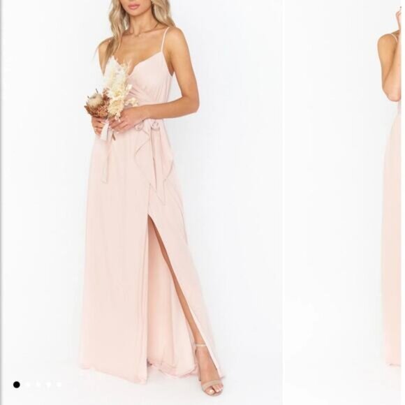 Show Me Your Mumu Liz Maxi Dress Strappy Wrap Dusty Blush Crisp Pink‎ NWT M - Picture 6 of 7